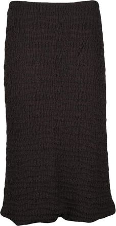 Jil Sander Brown Viscose Textured Elasticated Midi Skirt