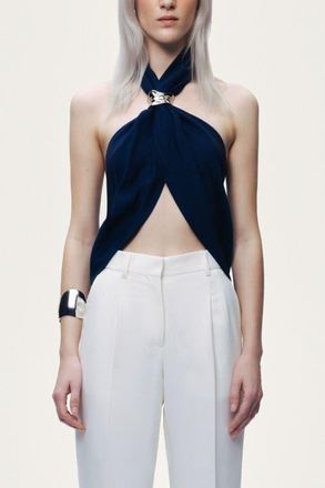Nocturne Twist Halter Neck Bustier in Navy at Nordstrom, Size X-Small Eu