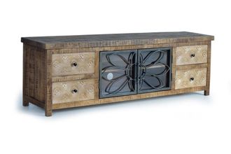 Giner&Colomer Mueble tv en madera mango y metal marr&oacute;n envejecido