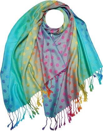GlamLondon Rainbow Multi-colour Pashmina Colourful Paisley/roses/Patches/Peacock Feather Soft Shawl (Rainbow-Colourful-Spotty STYL2)