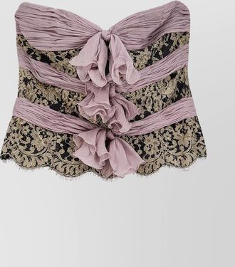 Valentino strapless chiffon top with lace and ruffles