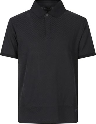 Emporio Armani Tops, Heren, Blauw, XL, Katoen, Geprint Polo Shirt