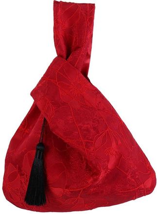 Generic Chinese Style Tassel Knot Wrist Bag, Flower Pendant Portable Bucket Bag, Festive Wedding Candy Sugar Bag, Embroidery Handbag Small Item Pouch(C)