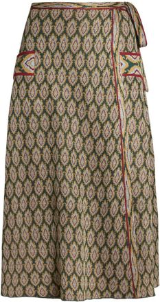 Etro jacquard-knit wrap midi skirt - women - Viscose/Polyester - 42 - Green