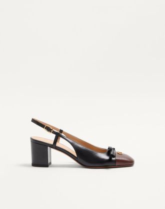 Valentino Garavani D&eacute;collet&eacute; Slingback Valet Du Roi In Capretto 60Mm Donna NERO/CAFF&Egrave; 35.5