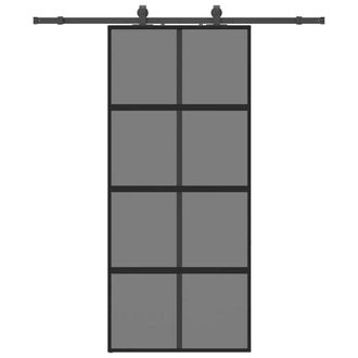 Berkfield Home Sliding Door with Hardware Set Black 90x205 cm Tempered Glass