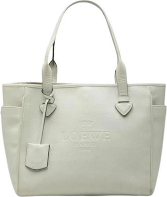 Loewe Pre-owned Shoulder Tote Bag - Dames - Vintage Shopper - Wit - ONE Size - Leer - Vintage