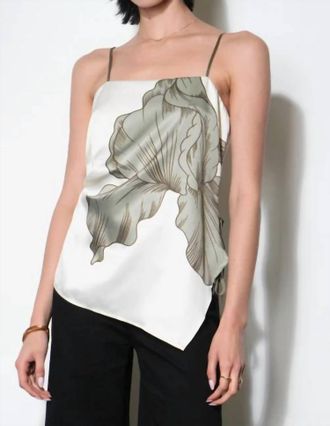 Greylin Lennon Side Tie Asymmetric Cami Top In White