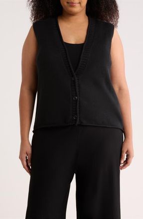 Eileen Fisher Organic Cotton Blend Sweater Vest in Black at Nordstrom, Size 2 X