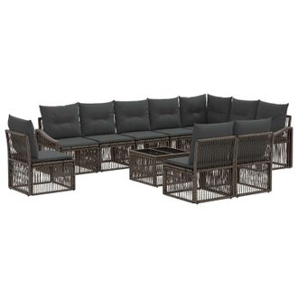 vidaXL Conjunto De Sof&aacute;s De Jard&iacute;n 11 Pcs Gris Rat&aacute;n Sint&eacute;tico Vidaxl