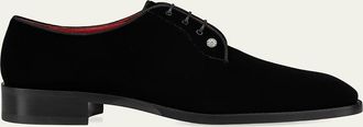Christian Louboutin Mens Chambeliss Night Strass Velvet Derby Shoes