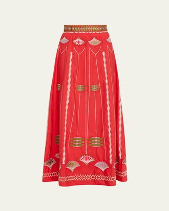 Emporio Sirenuse Camille Japanese Peacock Beaded Skirt