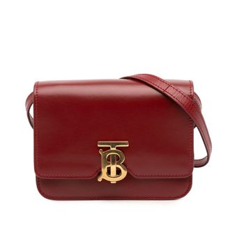 Burberry Pre-owned Womens Mini Leather Tb Crossbody - Dark Red - One Size