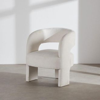 Maisons du monde Sillón trípode de tejido tramado crudo