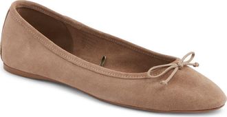 Mango Bow Round Toe Ballet Flat in Light/Pastel Brown at Nordstrom, Size 7.5Us