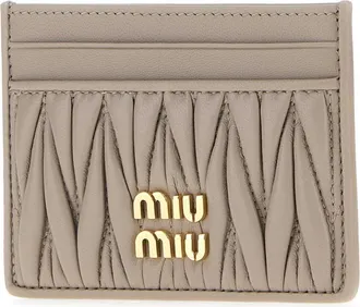 Miu Miu Quilted Leather Card Case - Gray