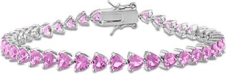 Mimi & Max 12 1/3 CT TGW Created Pink Heart-Cut Sapphire Bracelet in Sterling Silver - 7.5 in