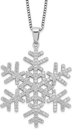 Diamond2Deal Sterling Silver 205 Stone Cubic Zirconia Snowflake Necklace 18