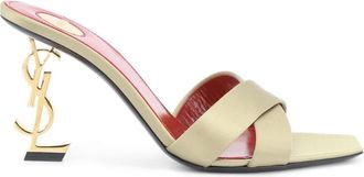 Saint Laurent Heeled Mules, female, Beige, Size: 6 1/2 US Opyum Mule