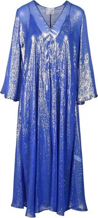 Forte_Forte Zijde Polyester Jurk - Dames - Feestkleedjes - Blauw - XS - Polyester - Kleedjes