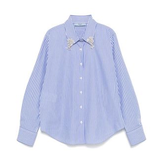 Prada Shirts, female, Blue, XS, Blue Button-Up Shirt Long Sleeves