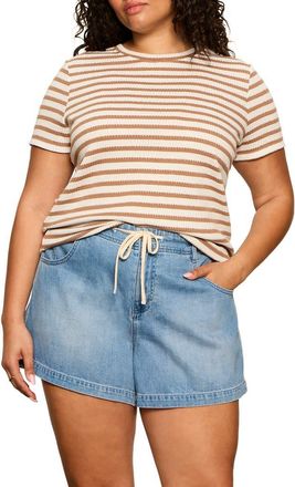 Sanctuary Perfect Stripe Relaxed Fit T-Shirt in Valle Beige at Nordstrom, Size 3 X
