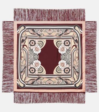 La DoubleJ Fringed printed silk twill scarf