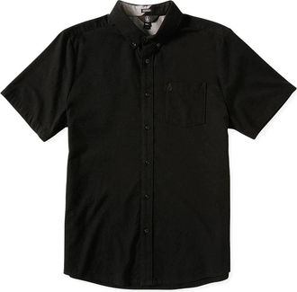Volcom Everett Oxford Shirt Mens Black Short Sleeve Button-Down RED840