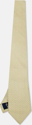 Ferragamo Yellow Print Motif Silk Tie