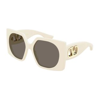 Valentino Vain Bold Square Sunglasses - female - Valentino - Sunglasses - White - 55 MM - Accessories
