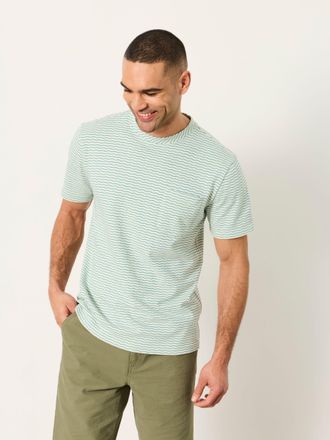 Fat Face FatFace Natural Short Sleeve Jacquard Stripe Tshirt