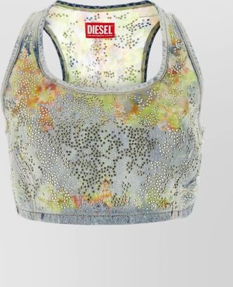 Diesel embellished denim cropped top