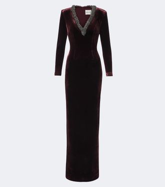 Roland Mouret Embellished velvet gown