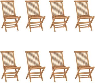 vidaXL Folding Garden Chairs 8 pcs Solid Teak Wood vidaXL