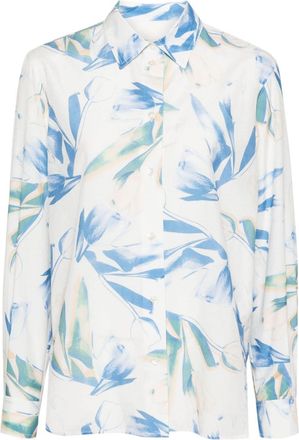 Paul Smith Tulip-print shirt - women - Silk/Cotton/Polyester - 42 - Blue