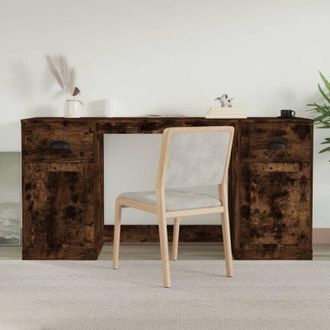 vidaXL Vidaxl - Scrivania con Armadietto Rovere Fumo in Legno Multistrato