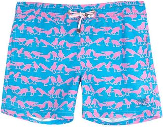 Pink House Mustique Blue and Pink Bird-print Shorts Size S
