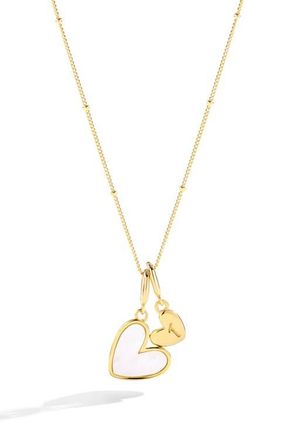 Mint & Lily Mother Of Pearl Heart Initial Necklace in Letter T at Nordstrom