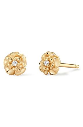 Made by Mary Cubic Zirconia Birthstone Flower Stud Earrings in Gold January at Nordstrom