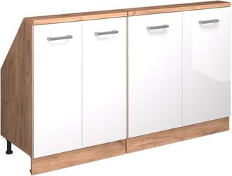 Vicco Armario Para Tejado Inclinado Rion, Goldkraft Roble/blanco Alto Brillo, Lote De 2, Vicco