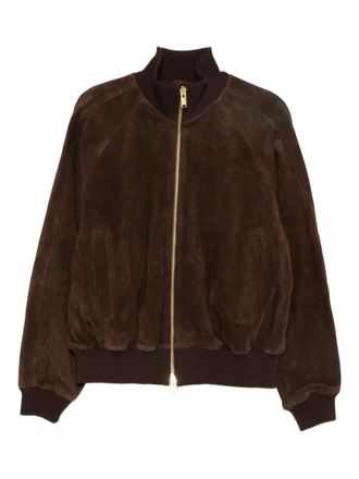 Baracuta zip-up suede jacket - men - Calf Leather/Polyester/Cotton - 46 - Brown