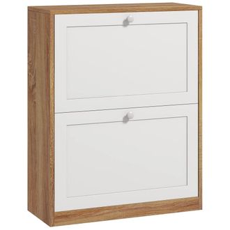 HOMCOM Zapatero estrecho 60x24.5x75.5 cm natural y blanco