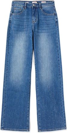 Oltre Palazzo Jeans met Microkristallen - Dames - Regular Fit Jeans - Blauw - L - Katoen - Jeans