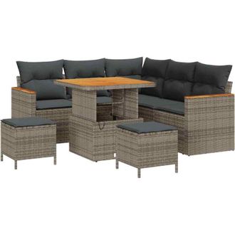 vidaXL Conjunto De Sof&aacute; De Jard&iacute;n Con Coj&iacute;n 8 Pcs Gris Polirat&aacute;n Vidaxl