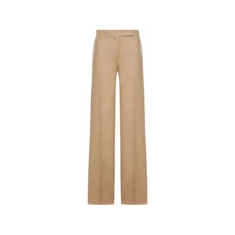 Max Mara Straight Trousers, female, Beige, Size: 2XS Straight Trousers