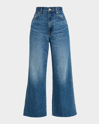 Veronica Beard Taylor Cropped High-Rise Wide Jeans
