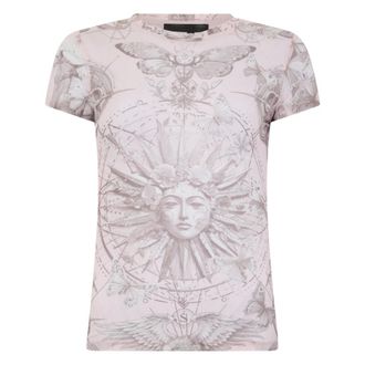 Philipp Plein Tops, Dames, Roze, XS, Polyester, Tulle Pure Fit T-Shirt Butterfly Tattoo