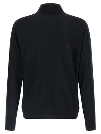 Kiton Shaved Wool Half-Zip Sweater - Black