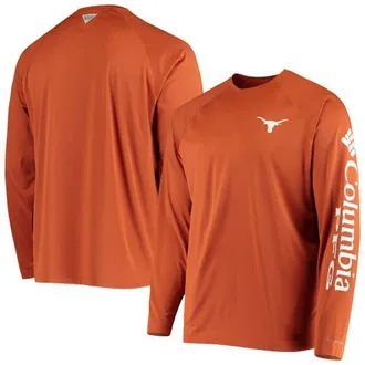 Columbia Mens Columbia Texas Orange Texas Longhorns Terminal Tackle Omni-Shade Raglan Long Sleeve T-Shirt in Burnt Orange at Nordstrom, Size X-Large