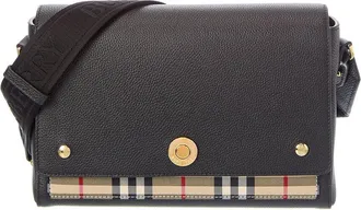 Burberry Note Medium Check Canvas & Leather Shoulder Bag